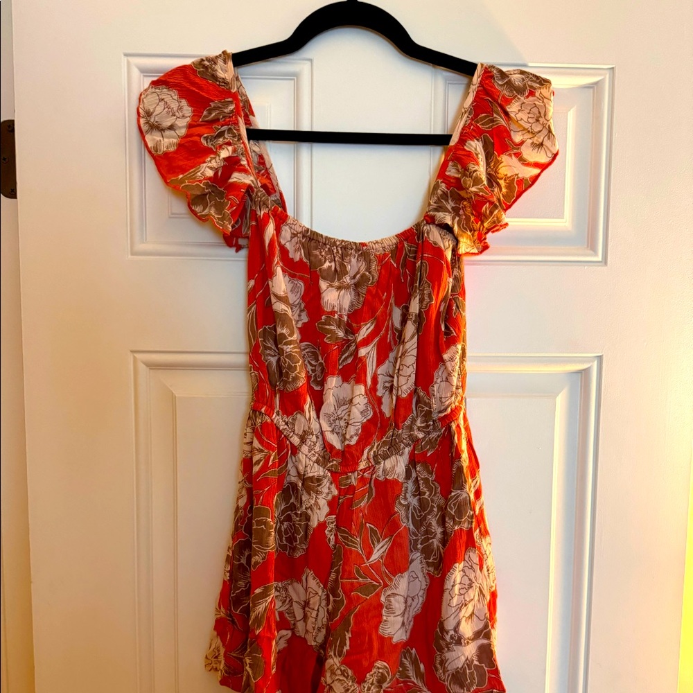 Orange, brown and white romper